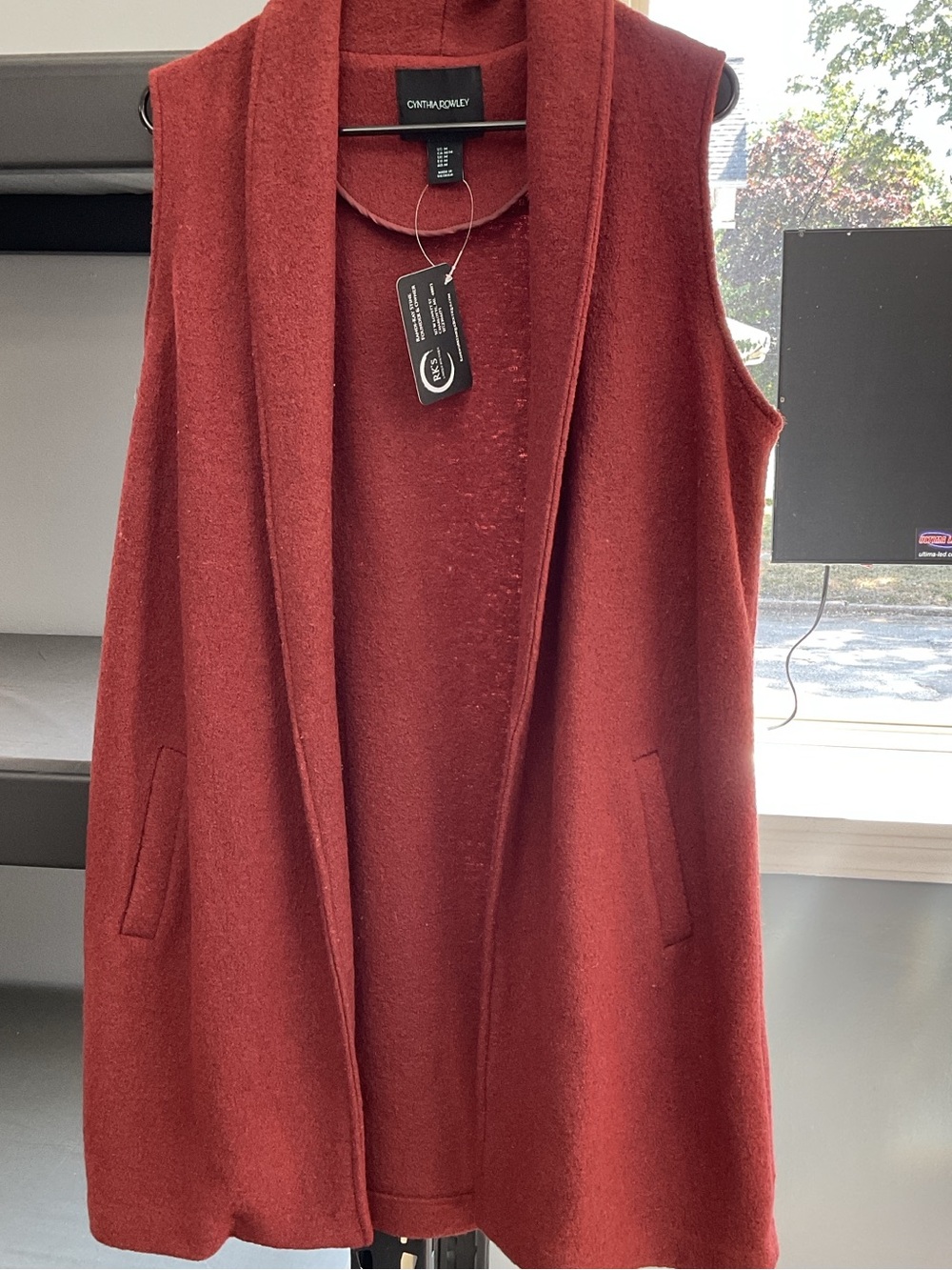 Cynthia Rowley Sleeveless Duster Vest in Rust